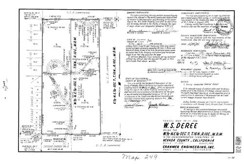 Click to see Parcel Map Book 9, pg. 249 (1975) of Nevada County Recorders Parcel Maps Book 9