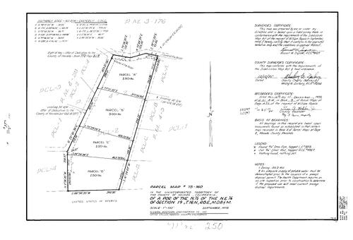 Click to see Parcel Map Book 9, pg. 250 (1975) of Nevada County Recorders Parcel Maps Book 9