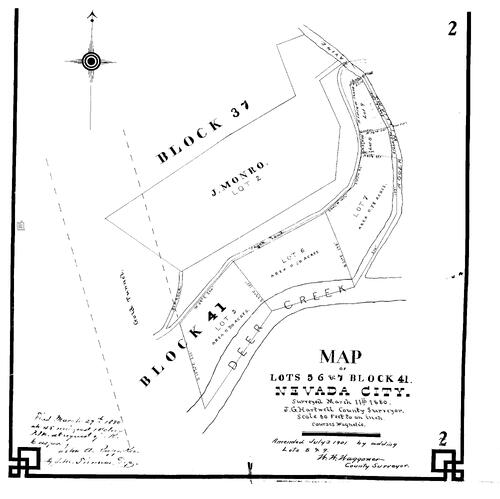 Click to see Subdivision Book 1, pg. 2 (1880) of Nevada County Recorders Subdivision Maps Book 1