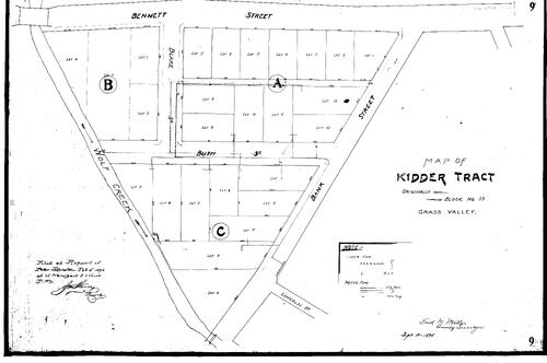 Click to see Subdivision Book 1, pg. 9 (1895) of Nevada County Recorders Subdivision Maps Book 1