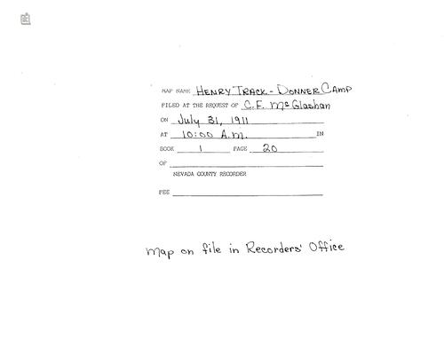 Click to see Subdivision Book 1, pg. 20 (1911) of Nevada County Recorders Subdivision Maps Book 1