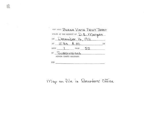 Click to see Subdivision Book 1, pg. 22 (1911) of Nevada County Recorders Subdivision Maps Book 1