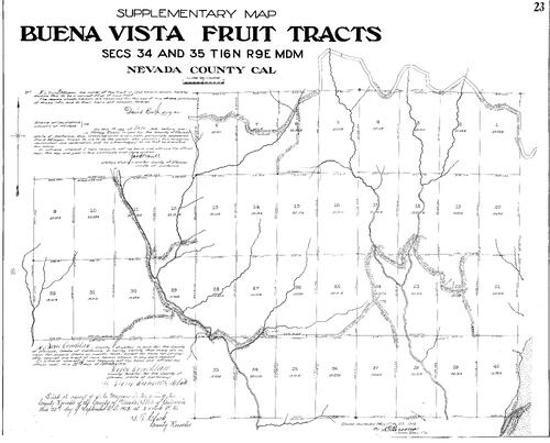 Click to see Subdivision Book 1, pg. 23 (1912) of Nevada County Recorders Subdivision Maps Book 1