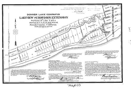 Click to see Subdivision Book 1, pg. 33 (1922) of Nevada County Recorders Subdivision Maps Book 1