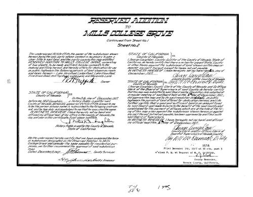 Click to see Subdivision Book 1, pg. 38 (1927) of Nevada County Recorders Subdivision Maps Book 1