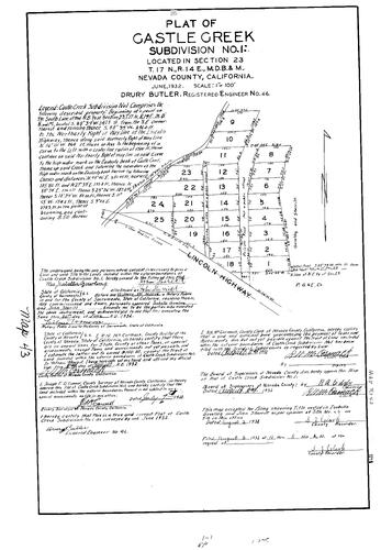 Click to see Subdivision Book 1, pg. 43 (1932) of Nevada County Recorders Subdivision Maps Book 1
