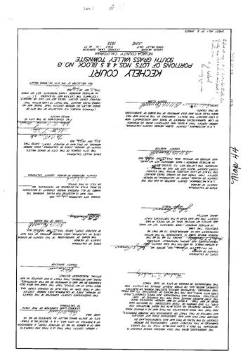 Click to see Subdivision Book 1, pg. 44 (1933) of Nevada County Recorders Subdivision Maps Book 1