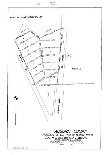 Click to see Subdivision Book 1, pg. 46 (1933) of Nevada County Recorders Subdivision Maps Book 1