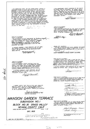Click to see Subdivision Book 1, pg. 48 (1934) of Nevada County Recorders Subdivision Maps Book 1