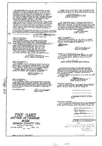 Click to see Subdivision Book 1, pg. 53 (1935) of Nevada County Recorders Subdivision Maps Book 1