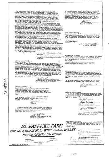 Click to see Subdivision Book 1, pg. 54 (1936) of Nevada County Recorders Subdivision Maps Book 1