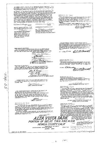 Click to see Subdivision Book 1, pg. 55 (1936) of Nevada County Recorders Subdivision Maps Book 1