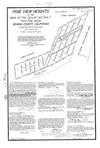 Click to see Subdivision Book 1, pg. 58 (1936) of Nevada County Recorders Subdivision Maps Book 1