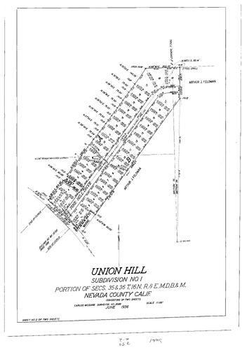 Click to see Subdivision Book 1, pg. 59 (1936) of Nevada County Recorders Subdivision Maps Book 1