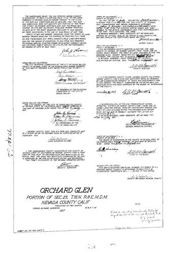 Click to see Subdivision Book 1, pg. 62 (1937) of Nevada County Recorders Subdivision Maps Book 1
