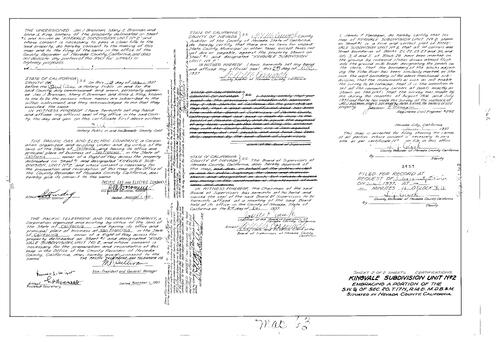 Click to see Subdivision Book 1, pg. 63 (1937) of Nevada County Recorders Subdivision Maps Book 1