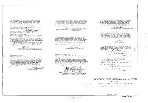 Click to see Subdivision Book 1, pg. 65 (1938) of Nevada County Recorders Subdivision Maps Book 1