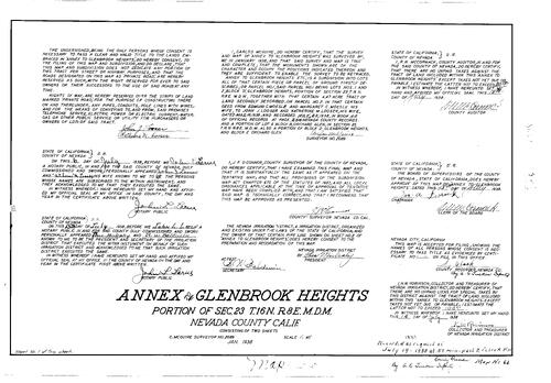 Click to see Subdivision Book 1, pg. 66 (1938) of Nevada County Recorders Subdivision Maps Book 1