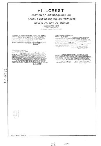 Click to see Subdivision Book 1, pg. 68 (1939) of Nevada County Recorders Subdivision Maps Book 1