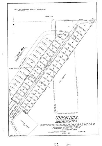 Click to see Subdivision Book 1, pg. 71 (1939) of Nevada County Recorders Subdivision Maps Book 1