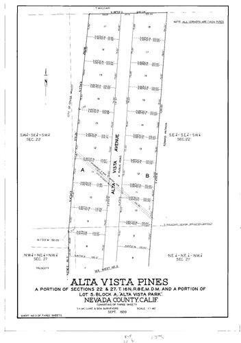 Click to see Subdivision Book 1, pg. 75 (1939) of Nevada County Recorders Subdivision Maps Book 1