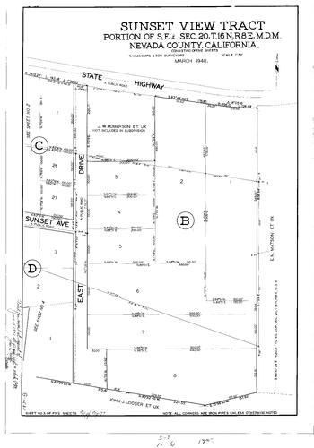 Click to see Subdivision Book 1, pg. 77 (1940) of Nevada County Recorders Subdivision Maps Book 1