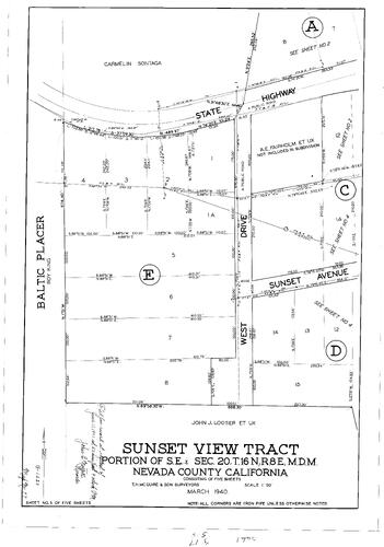 Click to see Subdivision Book 1, pg. 77 (1940) of Nevada County Recorders Subdivision Maps Book 1