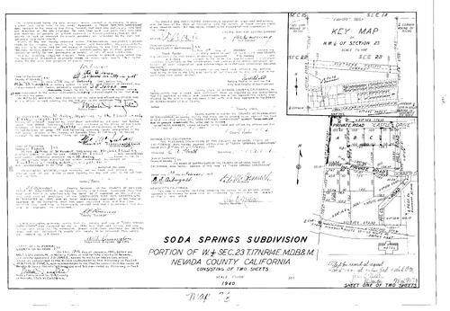 Click to see Subdivision Book 1, pg. 78 (1941) of Nevada County Recorders Subdivision Maps Book 1