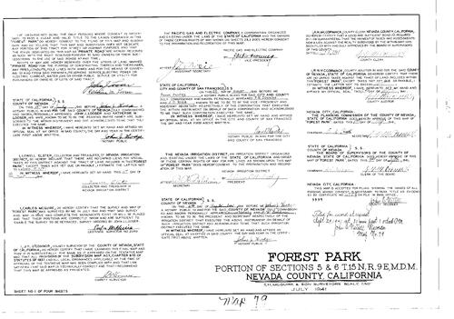 Click to see Subdivision Book 1, pg. 79 (1941) of Nevada County Recorders Subdivision Maps Book 1