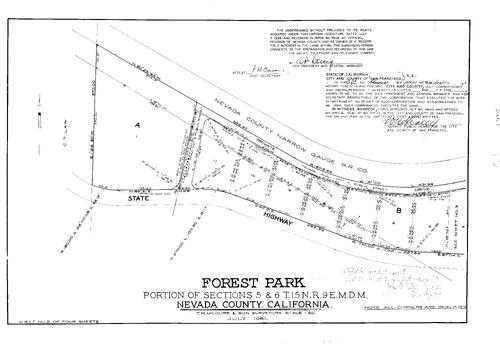 Click to see Subdivision Book 1, pg. 79 (1941) of Nevada County Recorders Subdivision Maps Book 1