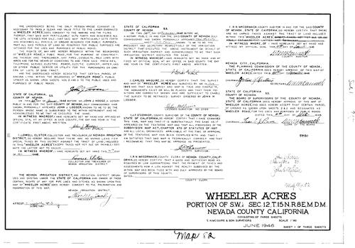 Click to see Subdivision Book 1, pg. 82 (1946) of Nevada County Recorders Subdivision Maps Book 1