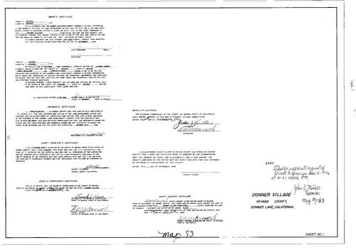 Click to see Subdivision Book 1, pg. 83 (1946) of Nevada County Recorders Subdivision Maps Book 1