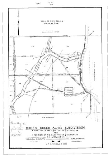 Click to see Subdivision Book 1, pg. 85 (1947) of Nevada County Recorders Subdivision Maps Book 1