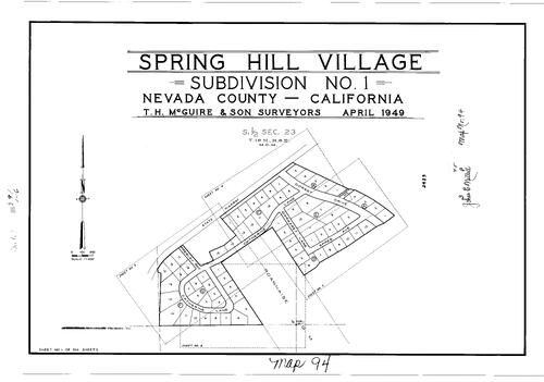 Click to see Subdivision Book 1, pg. 94 (1949) of Nevada County Recorders Subdivision Maps Book 1