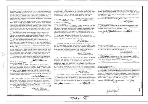 Click to see Subdivision Book 1, pg. 95 (1949) of Nevada County Recorders Subdivision Maps Book 1