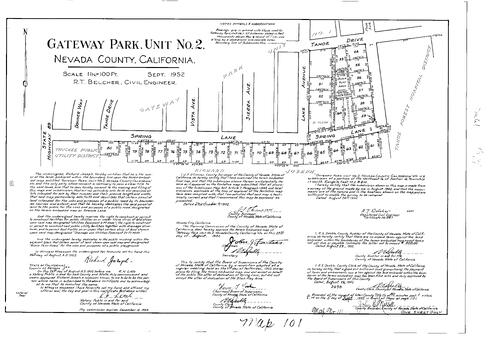 Click to see Subdivision Book 1, pg. 101 (1952) of Nevada County Recorders Subdivision Maps Book 1