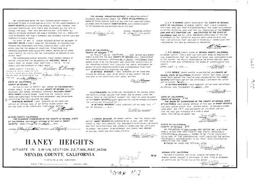 Click to see Subdivision Book 1, pg. 102 (1952) of Nevada County Recorders Subdivision Maps Book 1