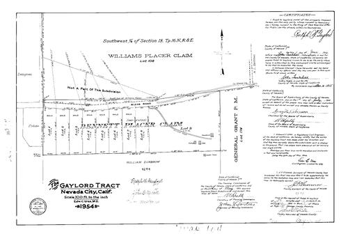 Click to see Subdivision Book 1, pg. 104 (1954) of Nevada County Recorders Subdivision Maps Book 1