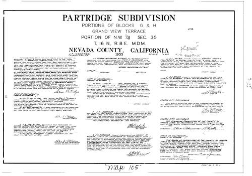 Click to see Subdivision Book 1, pg. 105 (1955) of Nevada County Recorders Subdivision Maps Book 1