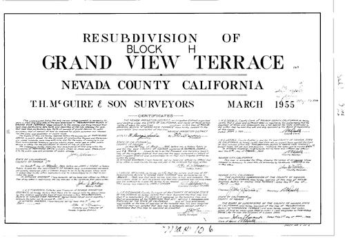 Click to see Subdivision Book 1, pg. 106 (1955) of Nevada County Recorders Subdivision Maps Book 1
