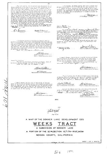 Click to see Subdivision Book 1, pg. 109 (1956) of Nevada County Recorders Subdivision Maps Book 1