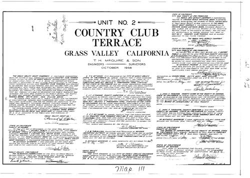 Click to see Subdivision Book 1, pg. 111 (1957) of Nevada County Recorders Subdivision Maps Book 1