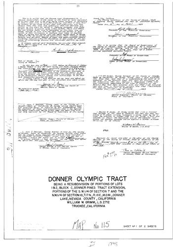 Click to see Subdivision Book 1, pg. 115 (1959) of Nevada County Recorders Subdivision Maps Book 1