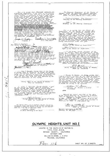 Click to see Subdivision Book 1, pg. 116 (1959) of Nevada County Recorders Subdivision Maps Book 1
