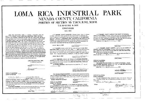 Click to see Subdivision Book 1, pg. 121 (1960) of Nevada County Recorders Subdivision Maps Book 1