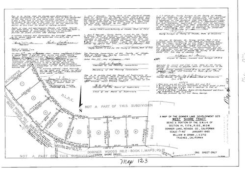 Click to see Subdivision Book 1, pg. 123 (1960) of Nevada County Recorders Subdivision Maps Book 1