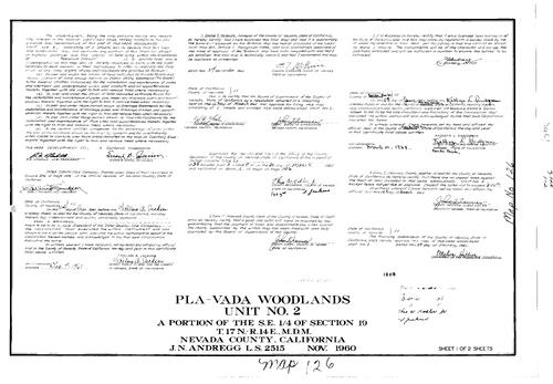 Click to see Subdivision Book 1, pg. 126 (1961) of Nevada County Recorders Subdivision Maps Book 1