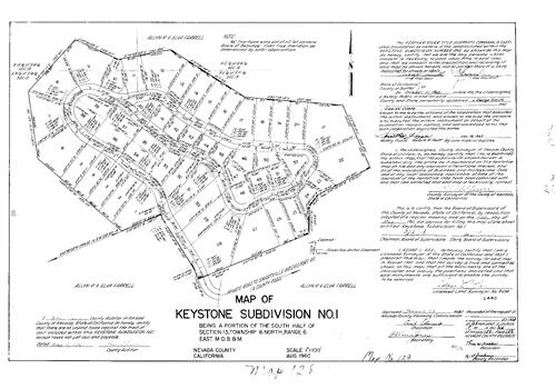 Click to see Subdivision Book 1, pg. 128 (1961) of Nevada County Recorders Subdivision Maps Book 1