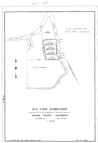 Click to see Subdivision Book 2, pg. 3 (1962) of Nevada County Recorders Subdivision Maps Book 2