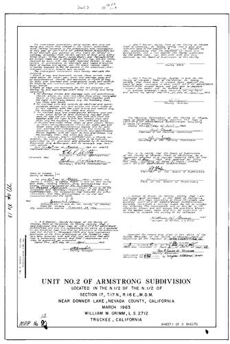Click to see Subdivision Book 2, pg. 13 (1963) of Nevada County Recorders Subdivision Maps Book 2